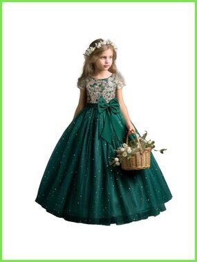 Girls Lace Princess Dress Sequin Tulle Ball Gown Formal Pageant
